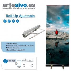 ROLL UP / ENROLLABLE. ANCHO 85 CM. ALTURA REGULABLE: MIN. 100 CM. / MAX. 230 CM.